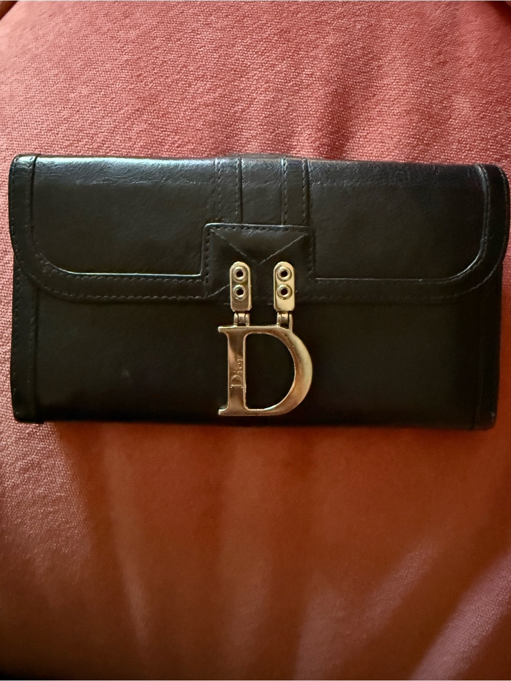 Dior Black Leather Wallet with Gold 'D' Hardware